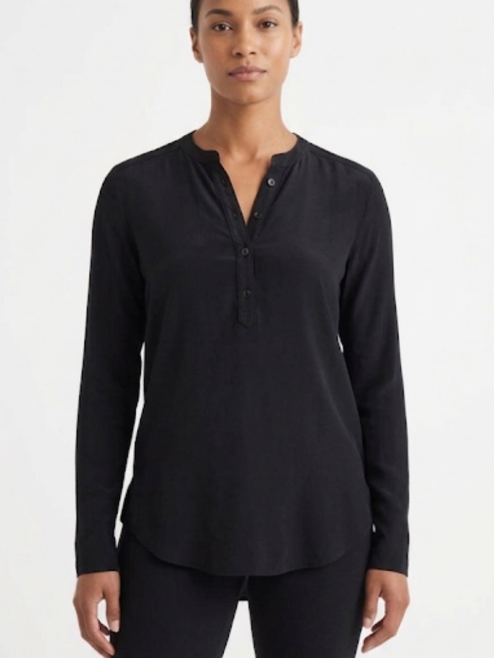 Tommy Hilfiger Henley Top – Size M | black Classic | Preppy‎ Core |